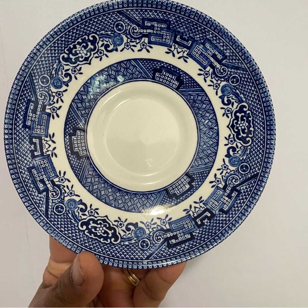 Churchill England Blue Willow Style Saucers 5.5" Staffordshire Set‎ of 2
